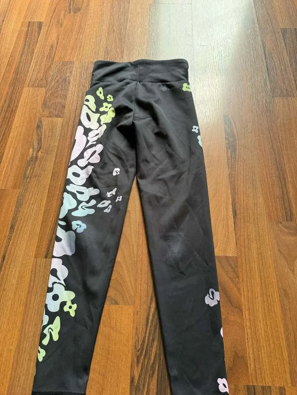 Adidas Girls Aeroready Slim Fit Floral Athletic Leggings Black Size 7/8 S